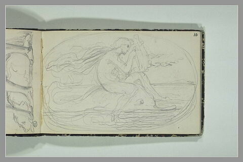 Arion jouant de la lyre, assis sur un dauphin, image 2/2