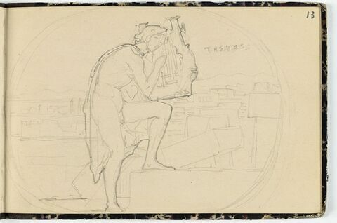 Jeune homme nu, jouant de la lyre devant Thèbes, image 1/2