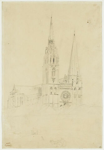Vue de la façade ouest de la cathédrale de Chartres