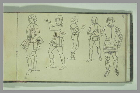 Divers personnages en costumes et armures du Moyen-Age, image 1/1