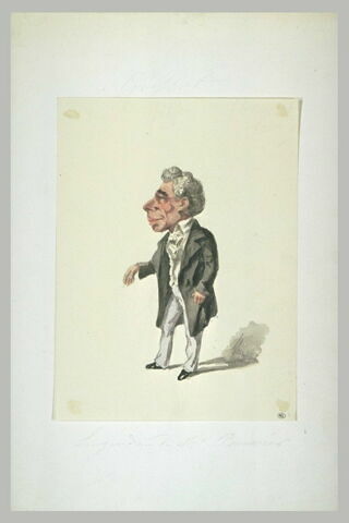 Caricature : homme en redingote noire, et pantalon gris, image 1/1