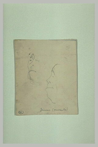 Deux croquis inachevés d'une tête d'homme, de trois quarts et de profil, image 1/1