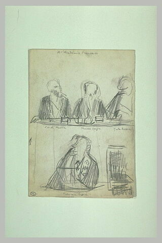 Quatre silhouettes d'hommes, à une table:Académiciens, image 1/1