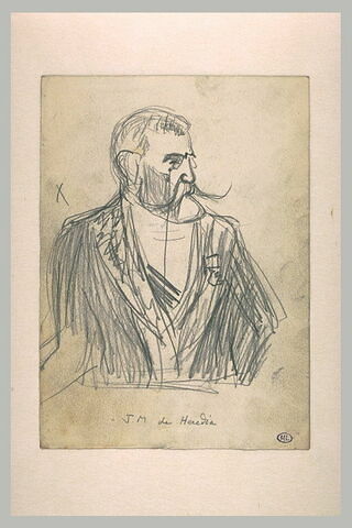 Croquis caricatural d'un homme, en buste, avec bésicles : J. M. de Heredia, image 2/2