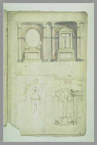 Deux projets de maître-autel ; décor architectural ; chapelle