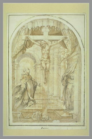 Saint Thomas d'Aquin en lévitation adorant le Christ sur la Croix