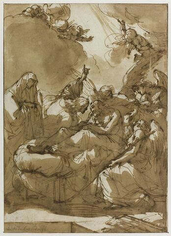 Mort de Saint Joseph, soutenu par un ange et assisté par deux anges, image 1/2