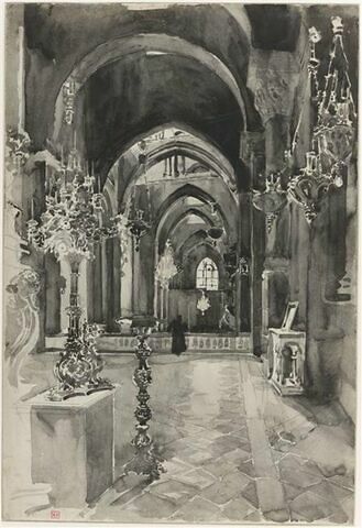 La cathédrale du Puy : extrémité ouest de la nef vue du choeur, image 1/2