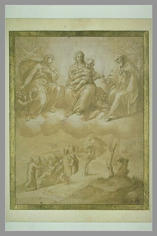 Vierge à l'Enfant en gloire avec deux saints, image 1/1