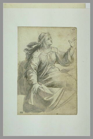 Femme assise, la tête couverte d'un voile : Drusienne