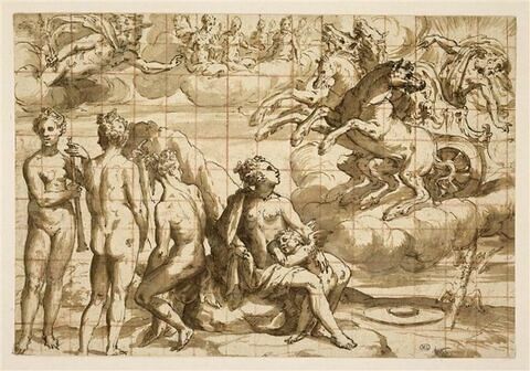 Jupiter sur son char, avec Mercure, les Trois Grâces, Vénus et l'Amour