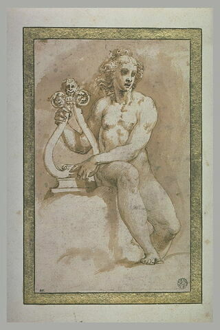 Apollon assis, tenant sa lyre à côté de lui, image 2/2
