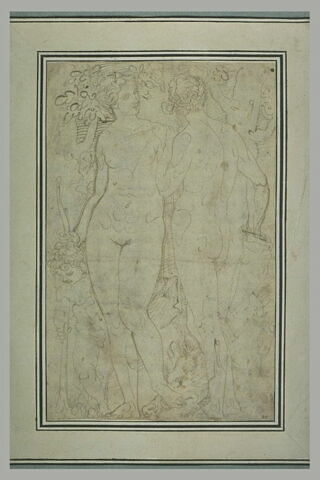 Vénus et Adonis, debout, avec l'Amour