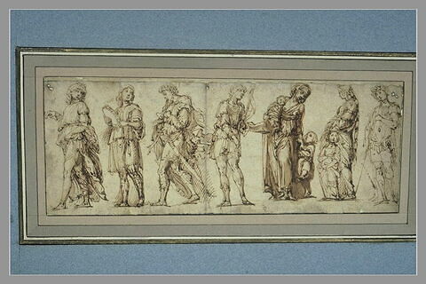 Frise de sept figures, d'après le Triomphe de César de Mantegna, image 1/1