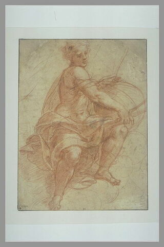 Figure assise sur des nuées, tenant un compas et un globe : Uranie ?, image 1/1
