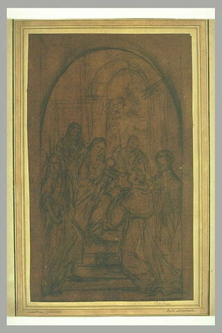 La Sainte Famille avec les saints Jean Baptiste, Antoine de Padoue et un saint jésuite, image 2/2