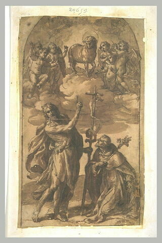 Agneau mystique apparaissant à saint Jean-Baptiste et saint Dominique, image 1/1