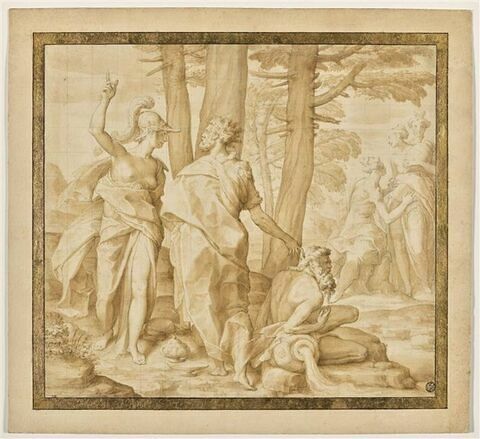 Athéna apprenant à Ulysse la manière dont il doit se présenter à la cour d'Alcinöus, image 1/3
