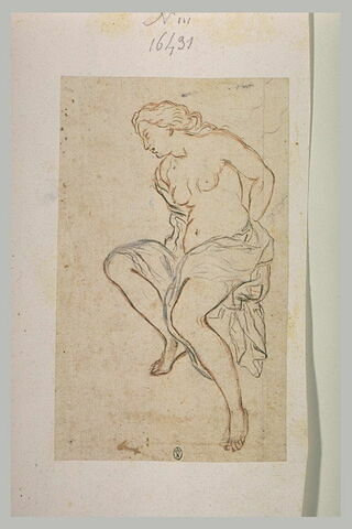 Femme demi nue, assise, les mains derrière le dos, Andromède (?), image 1/1