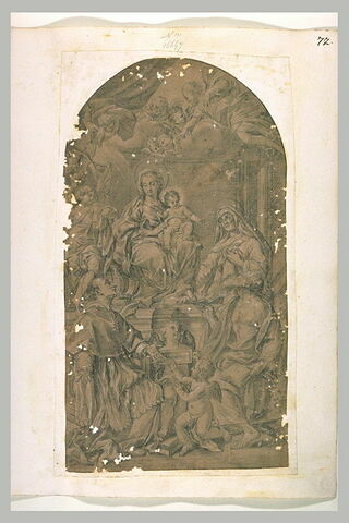 Vierge à l'Enfant adorée par saint Jérome et deux autres saints, image 1/1
