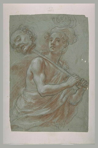 Un jeune homme portant la tête d'un homme au bout d'une épée : David portant la tête de Goliath, image 1/1