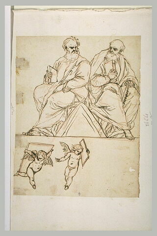 Saint Matthias, et saint Simon, et deux anges volant