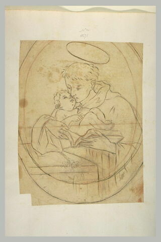 Saint antoine de Padoue tenant l'Enfant sur un livre, dans ses bras, image 2/2