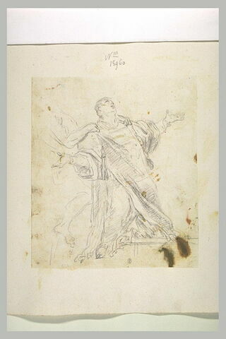 Un saint à genoux, les bras ouverts, regardant au ciel : saint Laurent, image 1/1