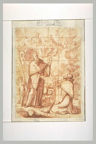 Un évêque remettant la règle monastique à un moine, image 1/1