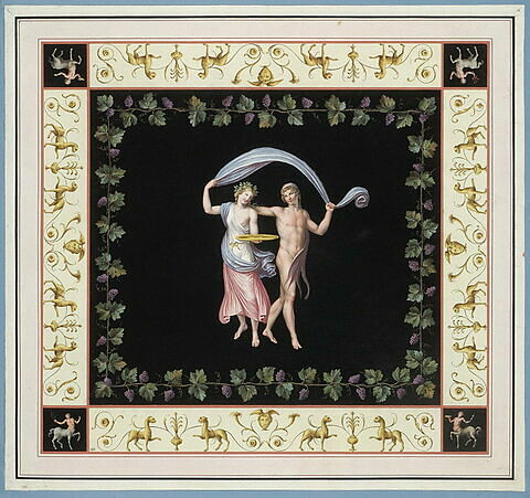 Ariane et Dionysos tenant un voile, entourés de pampres., image 2/2