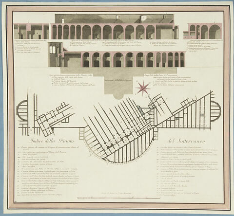 Plan des souterrains des Thermes de Titus avec une légende en italien, image 1/2