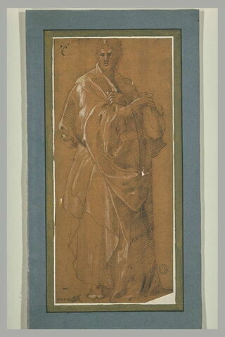 Homme drapé, debout, tenant de sa main droite une bourse : Saint Matthieu, image 1/1