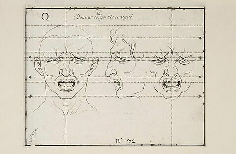 La Douleur corporelle et aiguë : deux têtes de face et une de profil, image 1/1
