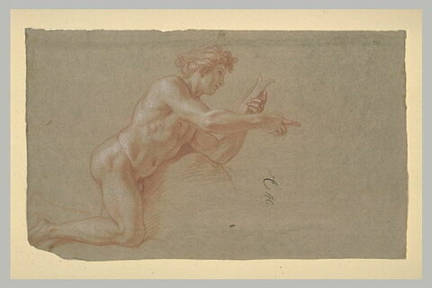 Homme nu, à genoux, de profil, image 1/1