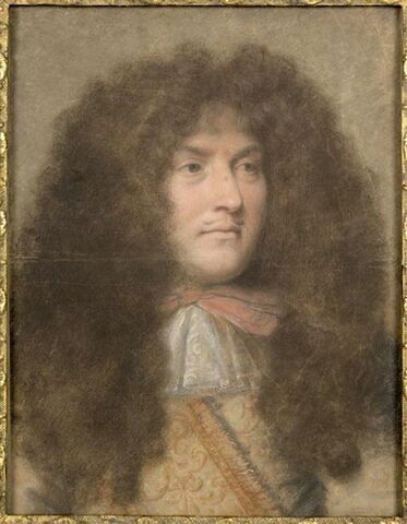 Etude d'après le visage de Louis XIV de trois quarts tourné vers la droite.