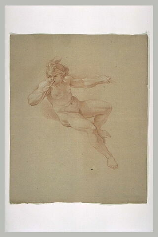 Femme nue, soufflant dans une trompette, image 1/1
