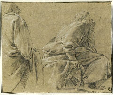 Deux hommes, l'un debout et l'autre assis : étude pour le premier tableau