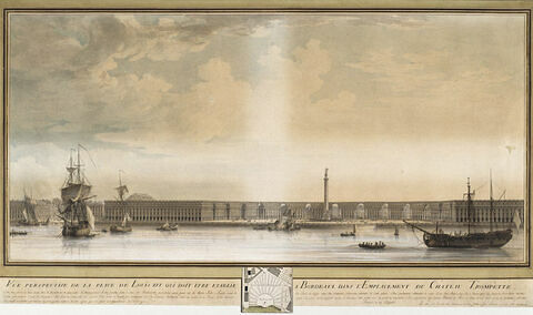 Vue perspective de la place Louis XVI, qui devait être établie à Bordeaux