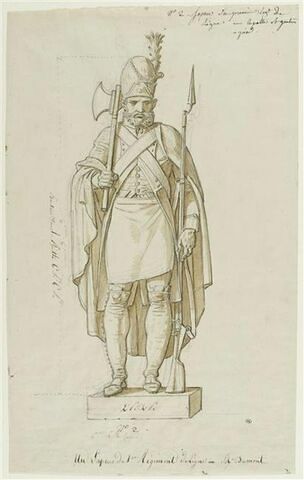 Statue d'un sapeur du premier régiment de ligne, d'après Auguste Dumont
