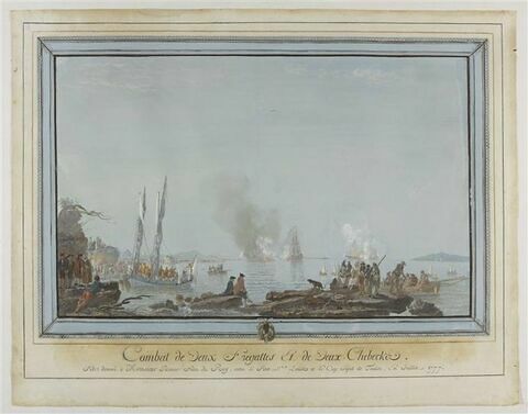 Fêtes données à Toulon : combat de frégates et de chébecks, 1777, image 1/1
