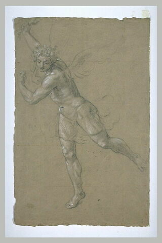 Homme nu, ailé ; étude pour la figure de saint Michel., image 1/1