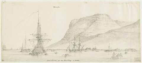 Vue de Patrickfiord, Islande, prise du mouillage, le matin, en 1771