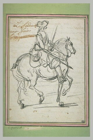 Un cavalier armé marchant au pas