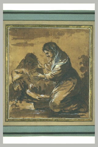 La Vierge à genoux devant le corps du Christ soutenu par une Sainte Femme, image 1/1