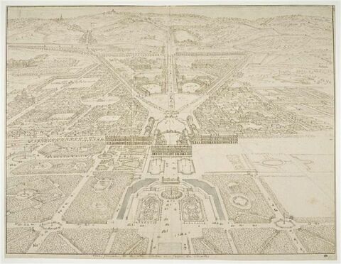 Vue générale de la ville, château et jardins de Versailles