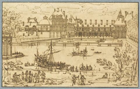 Vue du château de Fontainebleau du côté de l'étang, image 1/2