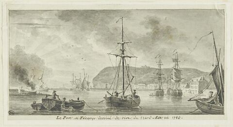 Le port de Fécamp vu de la rive du nord-est, en 1786