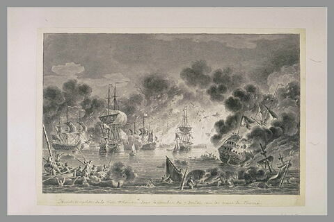 Première vue du combat de Tchesmé, 1770