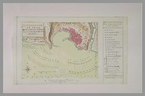 Plan de Gênes pour l'explication du bombardement de 1684, image 1/1