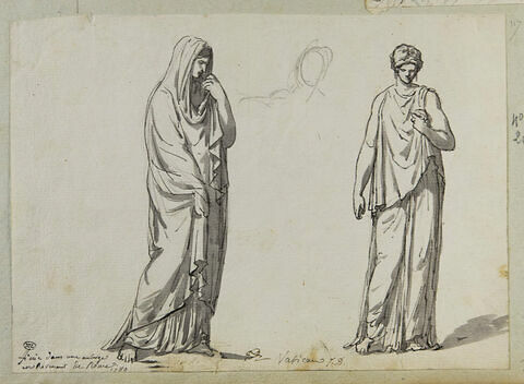 Deux figures de femmes debout et drapées à l'antique